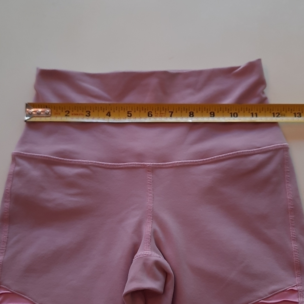 Alo Yoga High Waist Moto Leggings Pink Lavender Ribbed Mesh Panel Pants XS - Picture 13 of 15